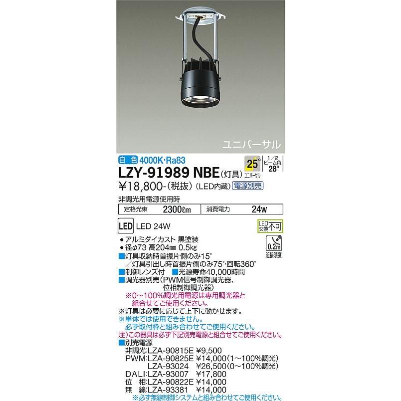 ご予約品 大光電機 LEDシステムライト (本体のみ)(電源装置別売) LZY91989NBE 工事必要