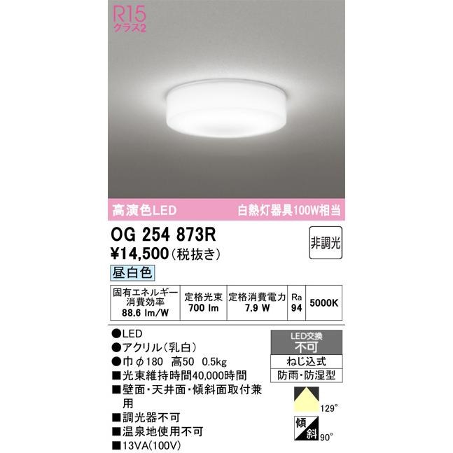 ODELIC（オーデリック） 防雨防湿型器具 OG254873R 昼白色 高演色 白熱