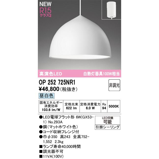 オーデリック ペンダントライト OP252725NR1 白熱灯100W相当 高演色 昼白色 【北海道・東北・九州送料別途】_1