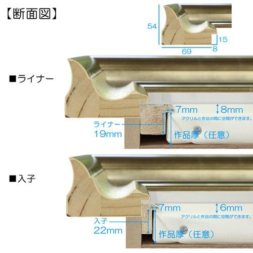 油彩額縁 MRN-A5001-G S6 号(410×410) シルバー（UVカットアクリル仕様 木製 油絵用額縁 キャンバス用フレーム）の画像