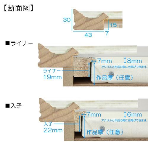 油彩額縁 MRN-A5006-E S8 号(455×455) ホワイト（UVカットアクリル仕様 木製 油絵用額縁 キャンバス用フレーム）の画像