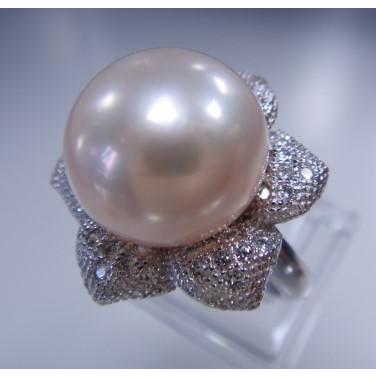 m4198 綺麗 大粒　天然真珠　指輪サイズ調節自由 11.8mm 925銀 パール｜art-mei｜03