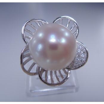 m4200 綺麗 大粒　天然真珠　指輪サイズ調節自由 12.1mm 925銀 パール｜art-mei