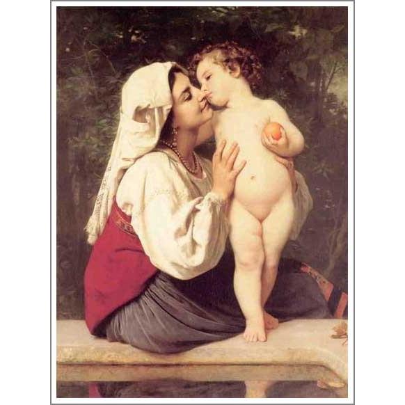 複製画 送料無料 絵画 油彩画 油絵 模写ブグロー「キス」F6(41.0×31.8