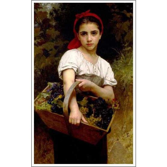 複製画 送料無料 絵画 油彩画 油絵 模写ブグロー「ぶどう摘み」F6(41.0