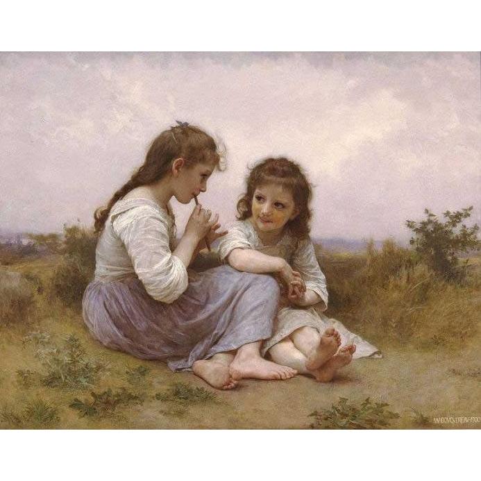 複製画 送料無料 絵画 油彩画 油絵 模写ブグロー「幼少時代の牧歌」F15