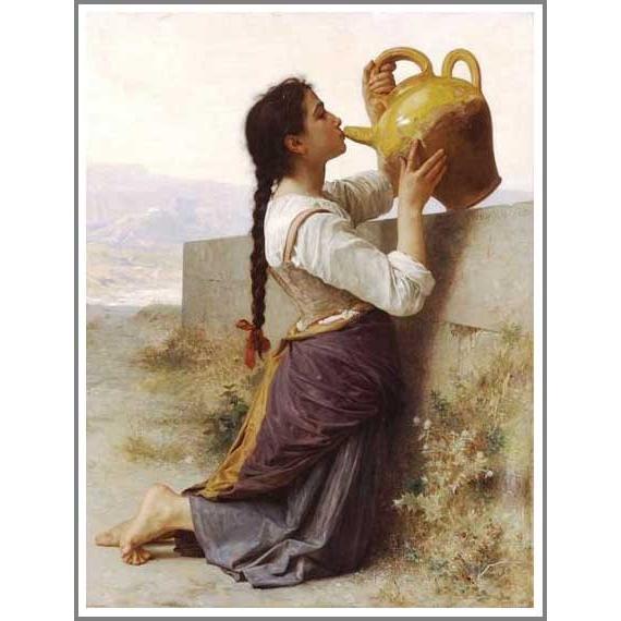 複製画 送料無料 絵画 油彩画 油絵 模写ブグロー「渇き（Thirst）」F15(65.2×53.0cm)プレゼント 贈り物 名画 オーダーメイド 額付き 直筆