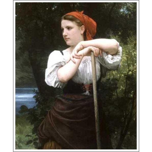 複製画 送料無料 絵画 油彩画 油絵 模写ブグロー「干し草を作る人（The Haymaker）」F15(65.2×53.0cm)プレゼント 贈り物 名画 オーダーメイド 額付き 直筆