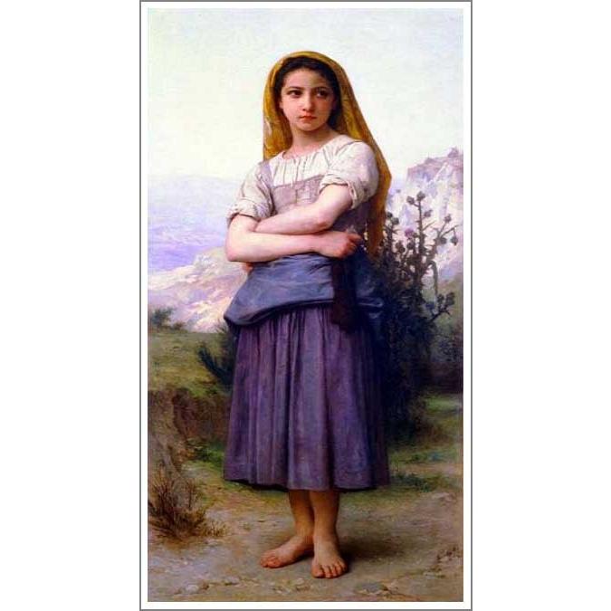 複製画 送料無料 絵画 油彩画 油絵 模写ブグロー「メリヤス工（The Knitter）」F15(65.2×53.0cm)プレゼント 贈り物 名画 オーダーメイド 額付き 直筆
