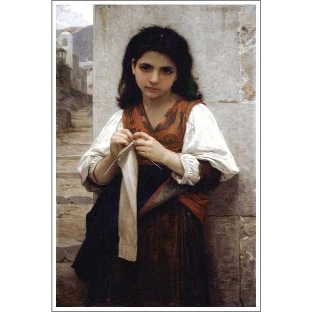 複製画 送料無料 絵画 油彩画 油絵 模写ブグロー「若いメリヤス工」F15(65.2×53.0cm)プレゼント 贈り物 名画 オーダーメイド 額付き 直筆