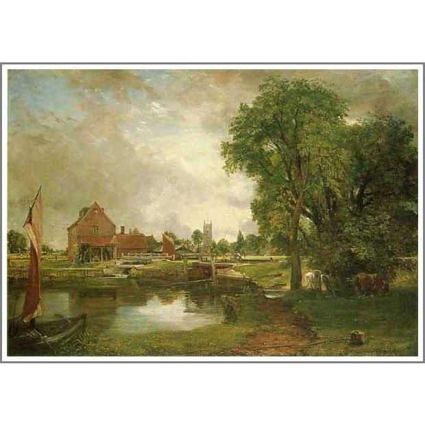 複製画 送料無料 絵画 油彩画 油絵 模写ジョン・コンスタブル「デダムの水門と水車場」F30(91.0×72.7cm)プレゼント 贈り物 名画 オーダーメイド 額付き 直筆