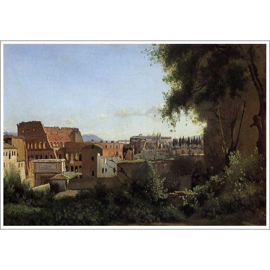 絵画：カミーユ・コロー「ファルネーゼ庭園から眺めたコロッセウム」●サイズF15(65.2×53.0cm)●絵画（油絵複製画）オーダーメイド制作