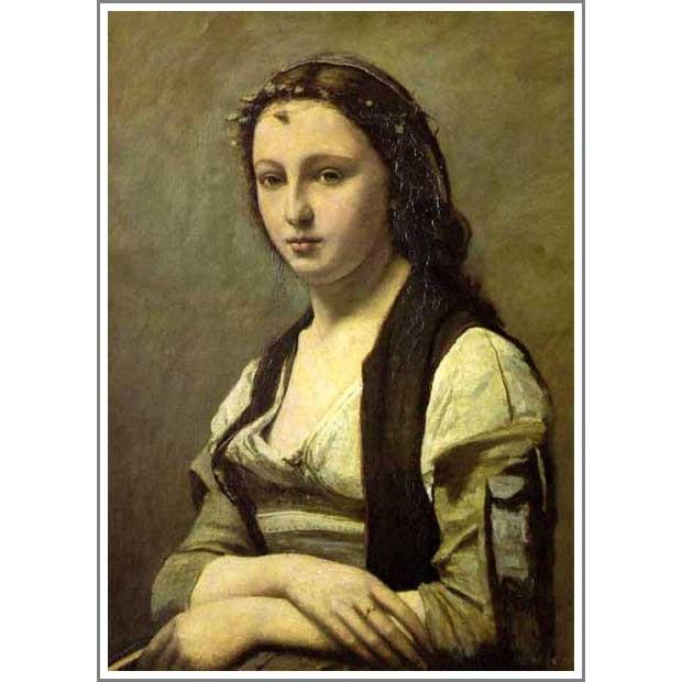 書きうつす画 貨物輸送無料 図画 油画画 油彩 書きうつすカミーユ・コロー「真珠の女」F15(65.2×53.0珊)差し上げ物 差し上げ物 名曲 購入注文御手伝いさん 額付き添い人 自筆 絵画-楽器、手芸、コレクション