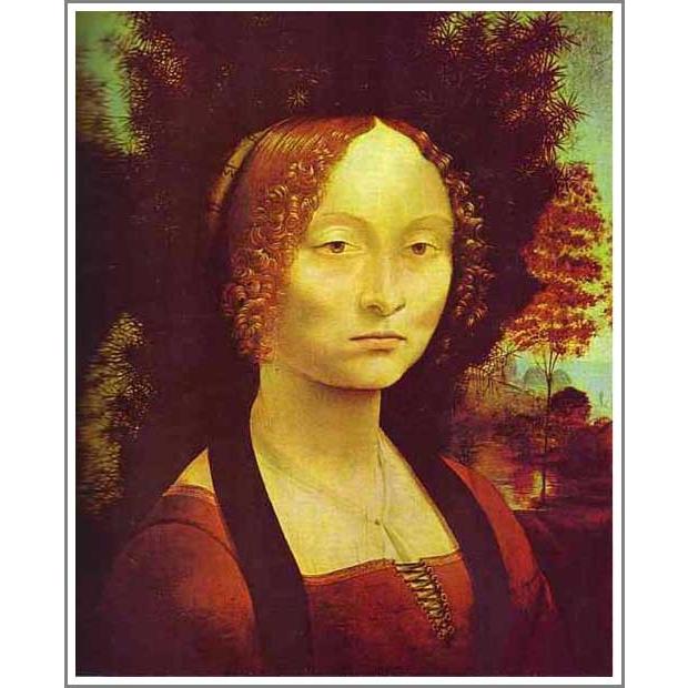【送料無料】絵画：レオナルド・ダ・ヴィンチ「ジネヴェラ＝ベンチの肖像」●サイズF10(53.0×45.5cm)●絵画（油絵複製画）オーダーメイド制作 【九鬼】