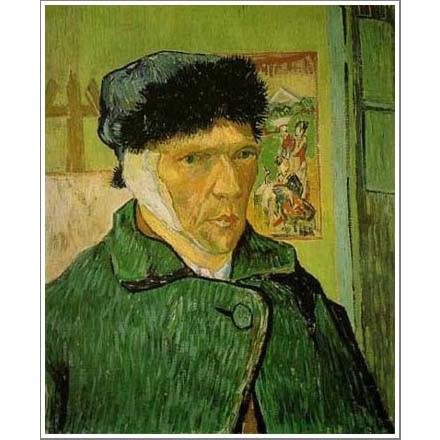 フィンセント・ファン・ゴッホ 自画像（油彩・手描きレプリカ）額付き 送料無料】絵画：フィンセント・ファン・ゴッホ「耳を包帯でくるんだ