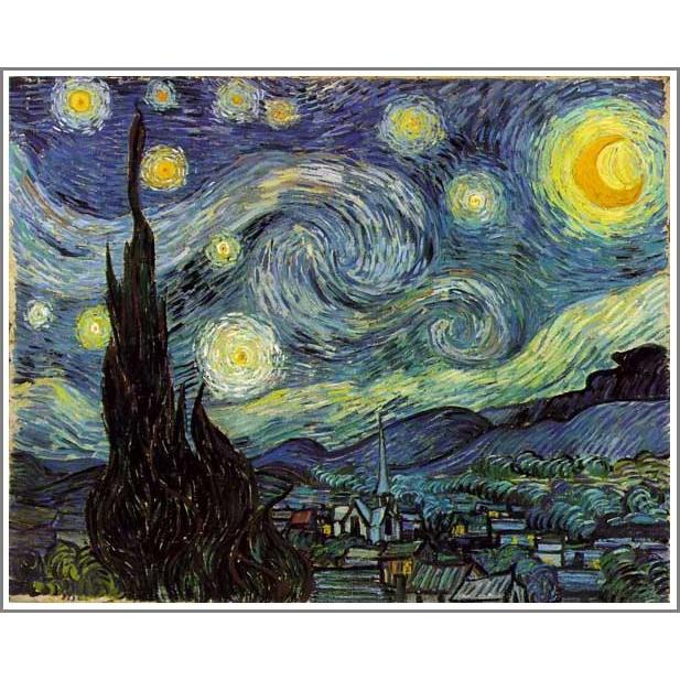 複製画 送料無料 絵画 油彩画 油絵 模写フィンセント・ファン・ゴッホ「星月夜」F15(65.2×53.0cm)プレゼント 贈り物 名画 オーダーメイド 額付き 直筆
