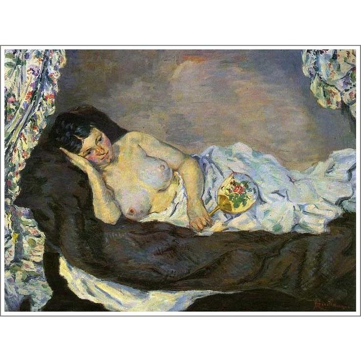 書きうつす画 貨物輸送無料 図画 油画画 油彩 書きうつすギヨマン「裸婦（Reclining Nude）」F15(65.2×53.0珊)差し上げ物 差し上げ物 名曲 購入注文御手伝いさん 額付き添い人 自筆 絵画-美術、工芸品-楽器、手芸、コレクション