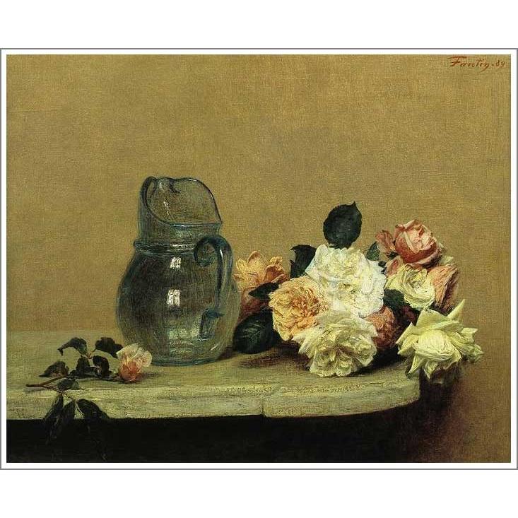 複製画 送料無料 絵画 油彩画 油絵 模写ファンタン・ラトゥール「薔薇