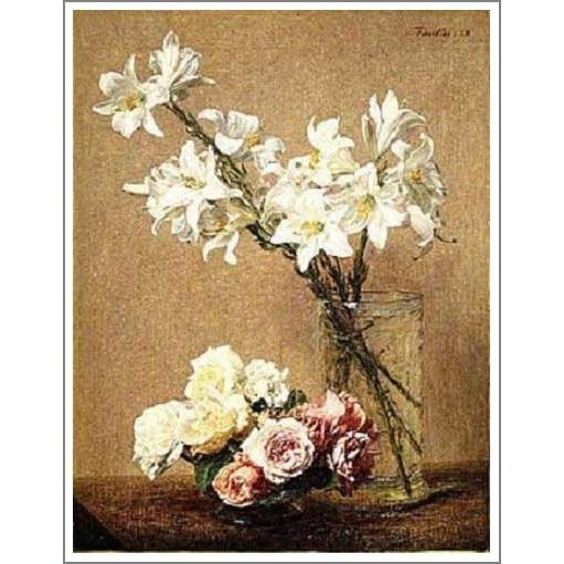 複製画 送料無料 絵画 油彩画 油絵 模写ファンタン・ラトゥール「薔薇