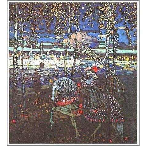 書きうつす画 貨物輸送無料 図画 油画画 油彩 書きうつすワシリー・カンディンスキー「Riding Couple」F15(65.2×53.0珊)差し上げ物 差し上げ物 名曲 購入注文御手伝いさん 額付き添い人 自筆 美術、工芸品-楽器、手芸、コレクション