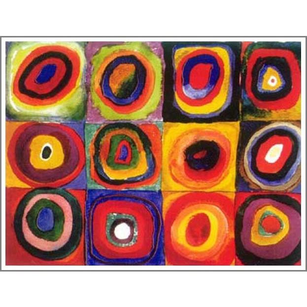 【貨物輸送無料】図画：ワシリー・カンディンスキー「Squares with Concentric Circles」●大きさF15(65.2×53.0珊)●図画（油彩書きうつす画）購入注文御手伝いさん生み出すこと 絵画-美術、工芸品