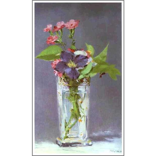 送料無料】絵画：エドゥアール・マネ「水晶の花瓶に活けたクレマチス