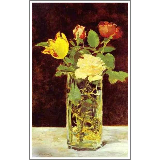 エドゥアール・マネ、花瓶のバラとチューリップ、希少な画集より エドゥアール・マネ、花瓶のバラとチューリップ、希少な画集より
