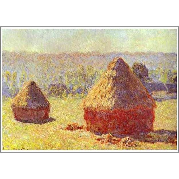 複製画 送料無料 絵画 油彩画 油絵 模写クロード・モネ「積みわら〜朝