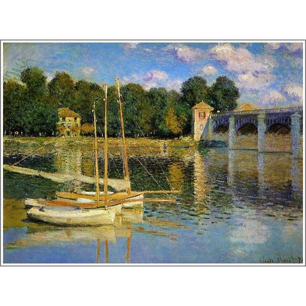油彩画壁掛け モネ アルジャントイユの橋 複製版 1281 油彩画壁掛け
