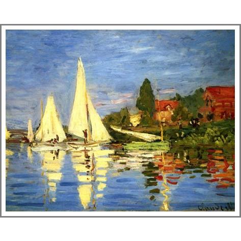 モネ　湖畔　ヨット　模写 モネ 湖畔 ヨット 模写