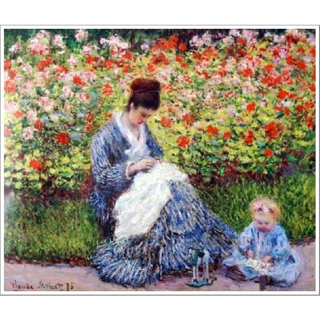 複製画 送料無料 絵画 油彩画 油絵 模写クロード・モネ「庭のカミーユ