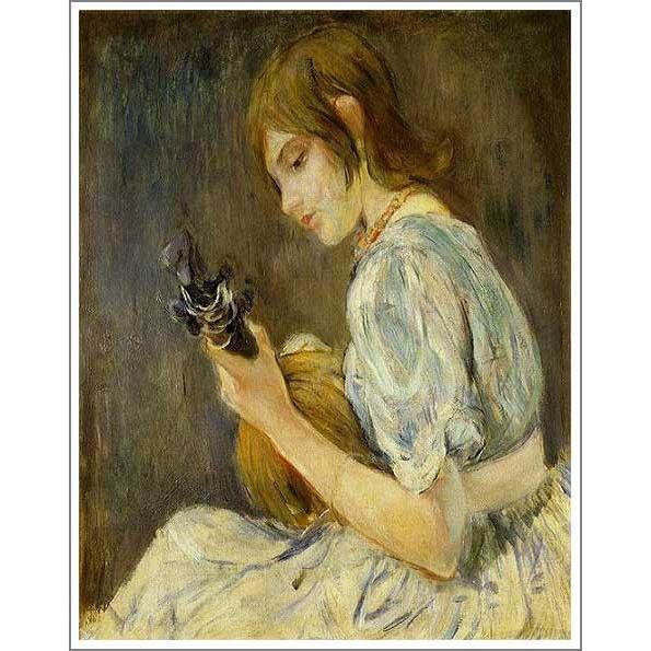 複製画 送料無料 絵画 油彩画 油絵 模写ベルト・モリゾ「マンドリンを