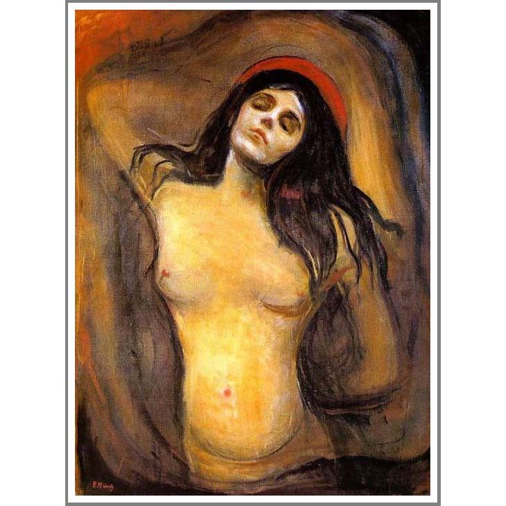 素晴らしい 絵画 送料無料 複製画 油彩画 直筆 額付き オーダーメイド 名画 贈り物 模写エドヴァルド・ムンク「マドンナ」F12(60.6×50.0cm)プレゼント 油絵 洋画