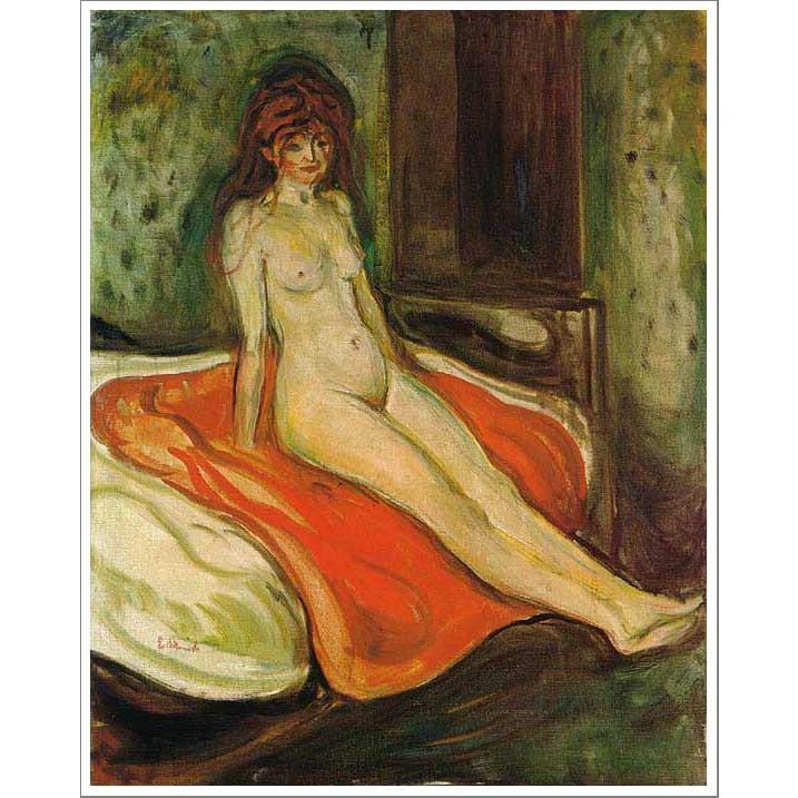 複製画 送料無料 絵画 油彩画 油絵 模写エドヴァルド・ムンク「赤い敷物の上の少女」F15(65.2×53.0cm)プレゼント 贈り物 名画 オーダーメイド 額付き 直筆