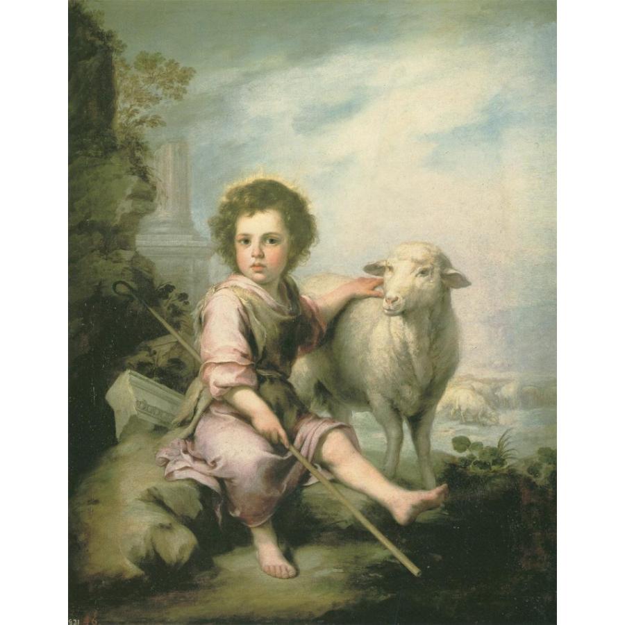 複製画 送料無料 絵画 油彩画 油絵 模写 ムリーリョ【善き牧者としての