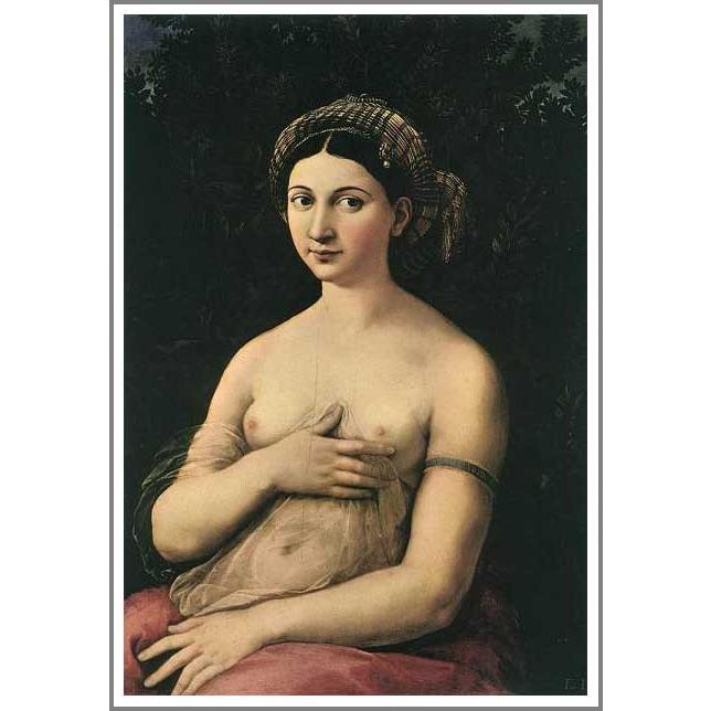 【送料無料】絵画：ラファエロ・サンティ「若い婦人の肖像〜ラ・フォルナリーナ〜」●サイズF15(65.2×53.0cm)●絵画（油絵複製画）オーダーメイド制作