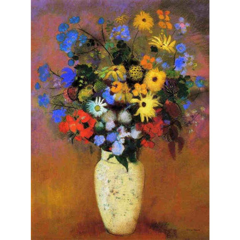 複製画 送料無料 絵画 油彩画 油絵 模写ルドン「白い花びんと花」F20