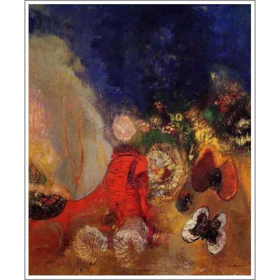 複製画 送料無料 絵画 油彩画 油絵 模写ルドン「赤いスフィンクス」F6