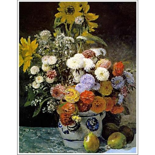 複製画 送料無料 絵画 油彩画 油絵 模写ルノアール（ルノワール）「花瓶の花３」F12(60.6×50.0cm)プレゼント 贈り物 名画 オーダーメイド 額付き 直筆