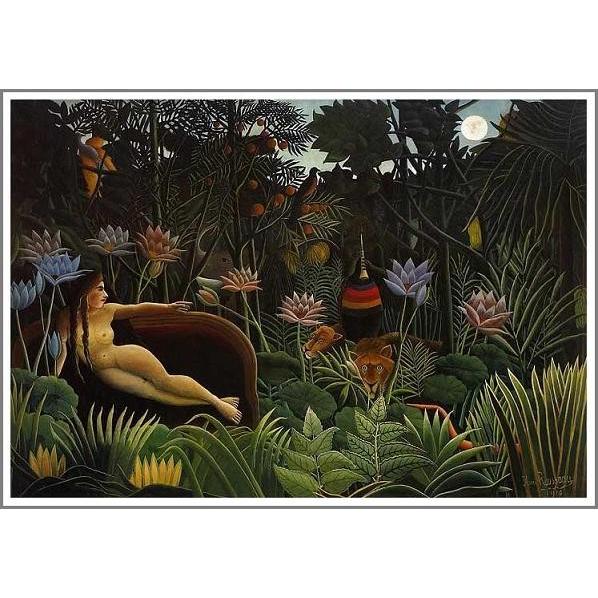 複製画 送料無料 絵画 油彩画 油絵 模写アンリ・ルソー「夢」F15(65.2×53.0cm)プレゼント 贈り物 名画 オーダーメイド 額付き 直筆