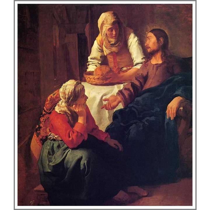 フェルメールの絵画　[マリアとマルタの家のキリスト] 楽天市場】「マリアとマルタの家のキリスト」（フェルメール版画