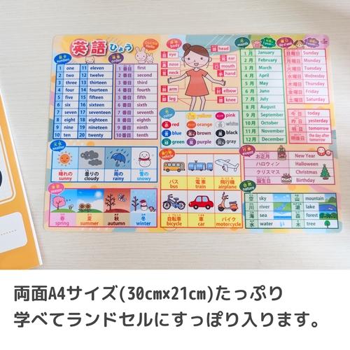 ローマ字 英語 表 下敷き A4サイズ 裏表で1枚 おもちゃ 知育 学習玩具