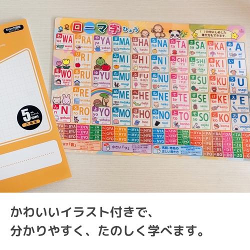 ローマ字 英語 表 下敷き A4サイズ 裏表で1枚 おもちゃ 知育 学習玩具