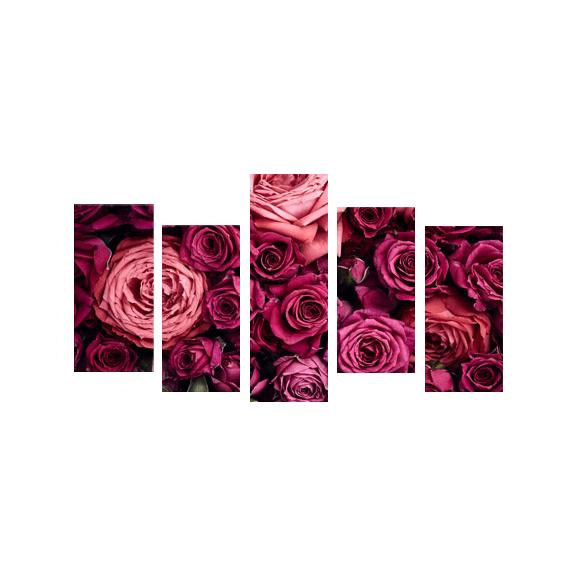 絵画 インテリア アート パネル 花 バラ ローズ リビング 装飾 マルチカラー 5パネル 全幅100cm
