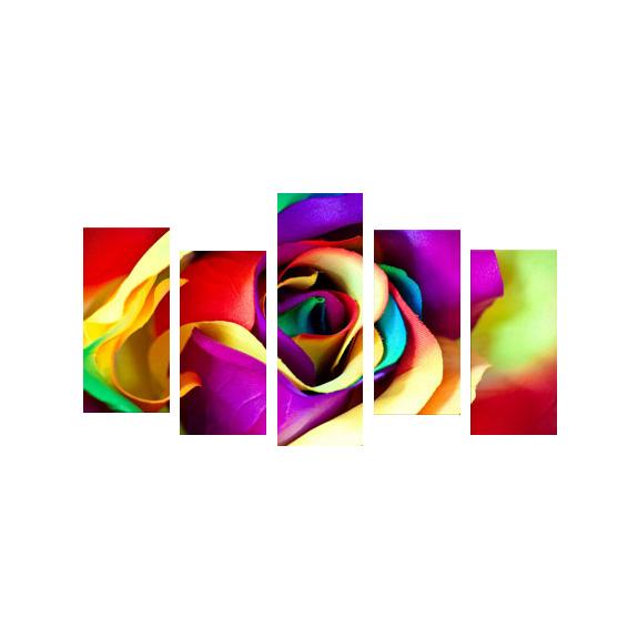 絵画 インテリア アート パネル 花 バラ ローズ リビング 装飾 マルチカラー 5パネル 全幅100cm