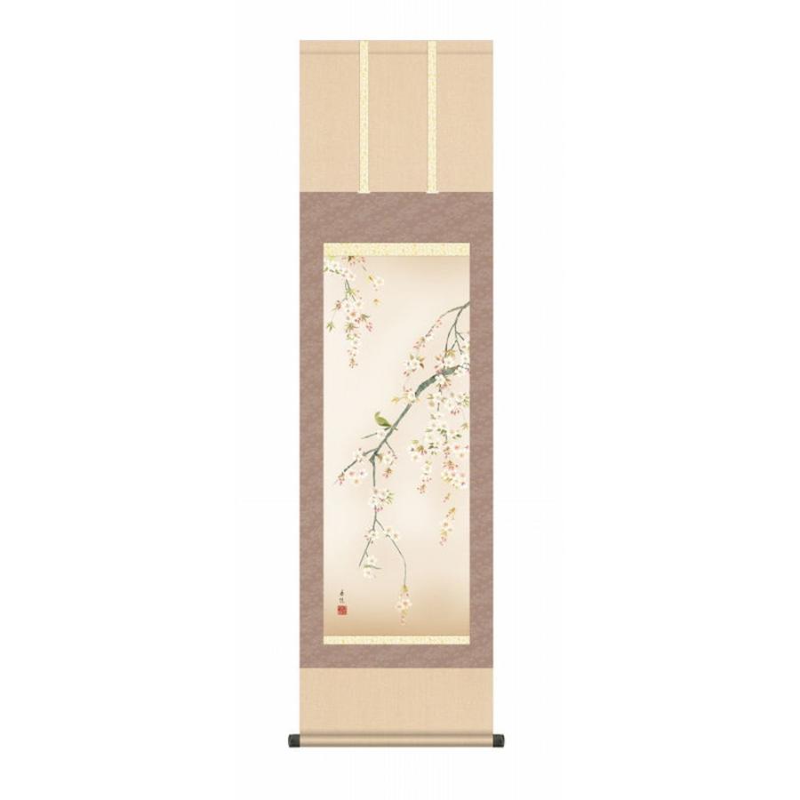 掛軸 掛け軸 インテリア アート 壁掛け 西尾香悦 桜花 尺三立 高精彩工芸画 手彩補色 掛け軸 掛軸 静物画 花鳥 植物桜 サクラ 花鳥風月 鳥 新品 掛け軸・掛軸西尾香悦『桜花（尺三立）』版画+手彩色