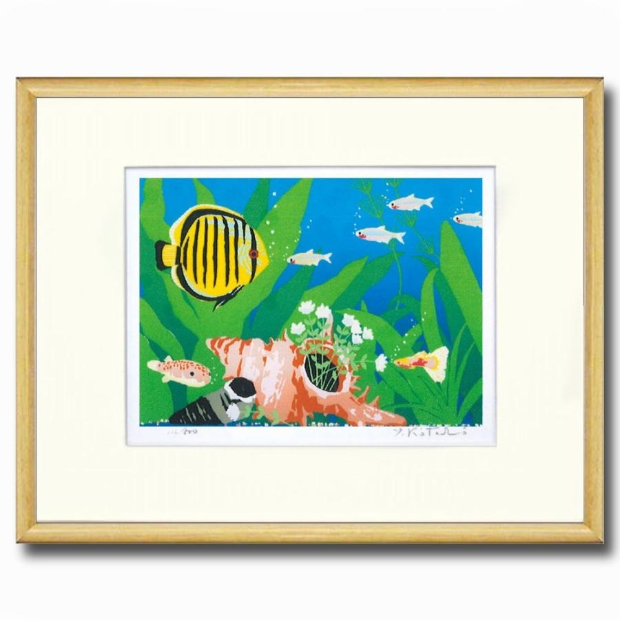 絵画 インテリア アート 壁掛け 額装 吉岡浩太郎 貝と魚 四ッ切 ナチュラル シルクスクリーン 版画 風景画 水槽 熱帯魚 新品 限定500部 額付き 額装 アート ワイド 通販 Yahoo ショッピング