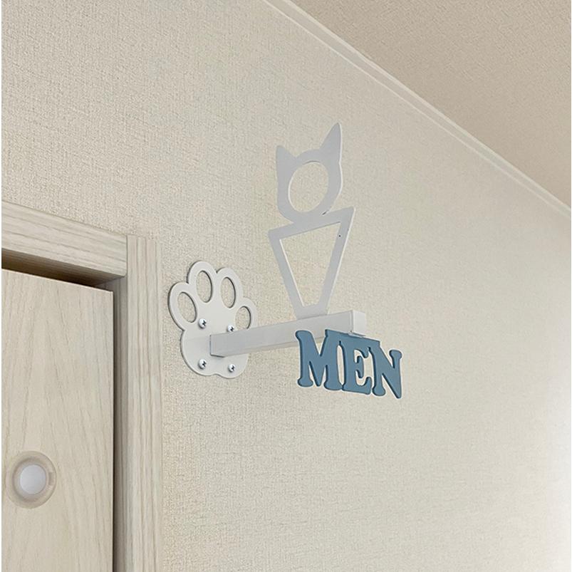 トイレ突き出しサイン　猫 トイレ 突き出し ピクト 看板 スチール 文字入り 男性用 | 
