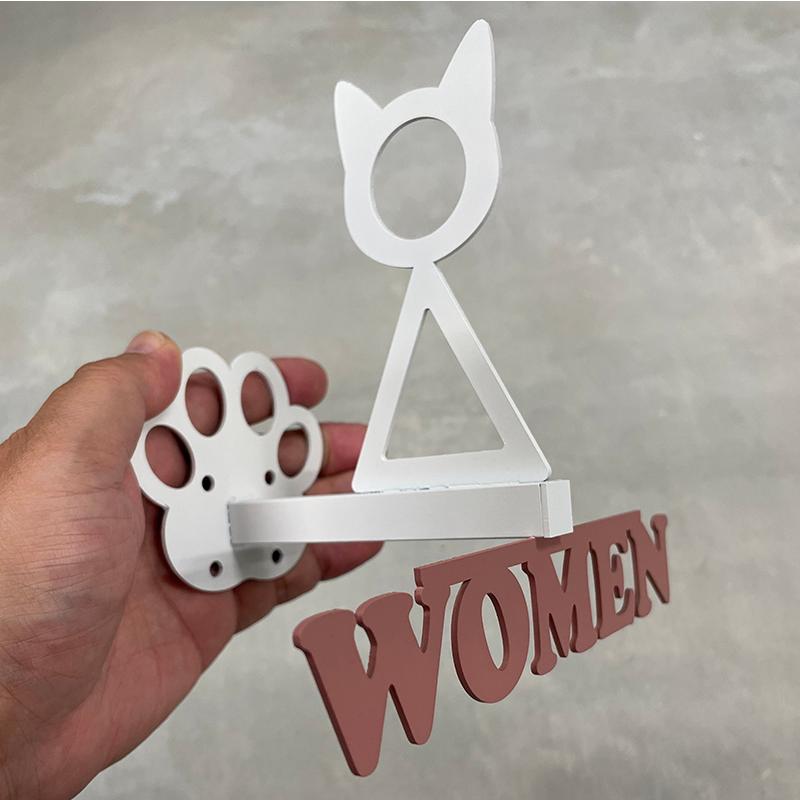 トイレ突き出しサイン　猫 トイレ 突き出し ピクト 看板 スチール 文字入り　女性用 |  | 01