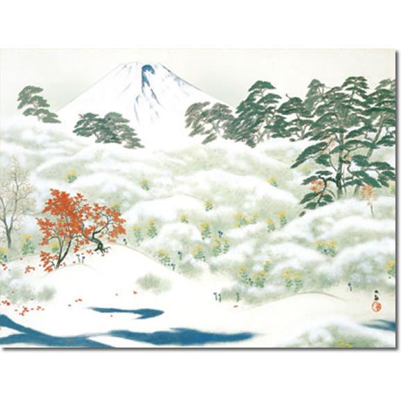 掛け軸 掛軸　横山大観（よこやまたいかん）・-霊峰四趣・秋（れいほうよんしゅ・あき）　尺五　名作品　桐箱畳紙収納　風鎮付き |  | 01